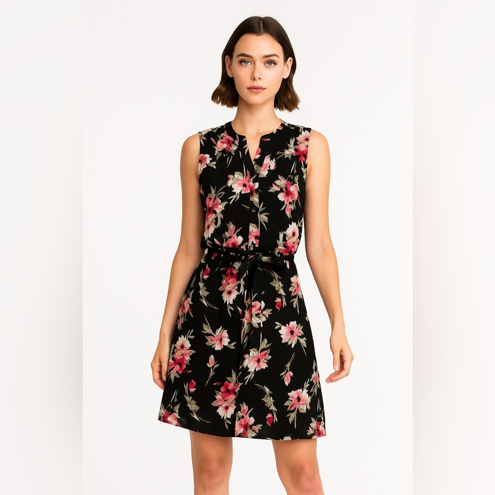 Catherine Malandrino Beautiful Floral Black Dress Size S